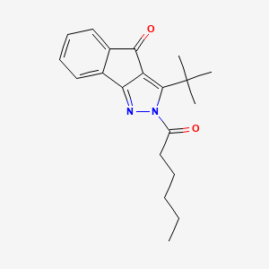 molecular formula C20H24N2O2 B2396986 3-(Tert-butyl)-2-hexanoylindeno[3,2-C]pyrazol-4-one CAS No. 1024132-03-3
