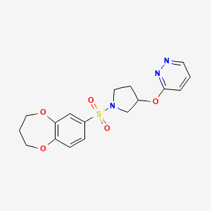 3-((1-((3,4-dihydro-2H-benzo[b][1,4]dioxepin-7-yl)sulfonyl)pyrrolidin-3-yl)oxy)pyridazine