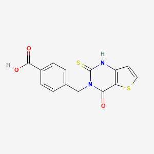 molecular formula C14H10N2O3S2 B2396992 4-[(4-oxo-2-thioxo-1,4-dihydrothieno[3,2-d]pyrimidin-3(2H)-yl)methyl]benzoic acid CAS No. 728039-55-2