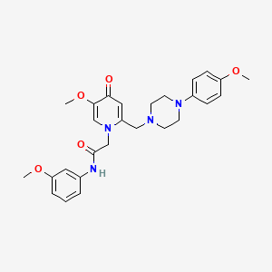 molecular formula C27H32N4O5 B2396996 2-(5-methoxy-2-((4-(4-methoxyphenyl)piperazin-1-yl)methyl)-4-oxopyridin-1(4H)-yl)-N-(3-methoxyphenyl)acetamide CAS No. 921463-66-3
