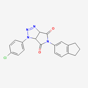 molecular formula C19H15ClN4O2 B2396998 1-(4-chlorophenyl)-5-(2,3-dihydro-1H-inden-5-yl)-1,6a-dihydropyrrolo[3,4-d][1,2,3]triazole-4,6(3aH,5H)-dione CAS No. 1170298-51-7