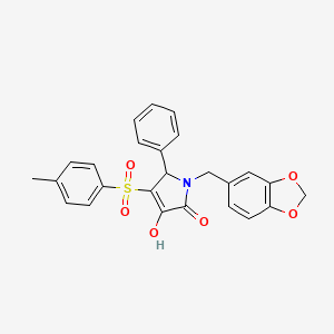 molecular formula C25H21NO6S B2396999 1-(benzo[d][1,3]dioxol-5-ylmethyl)-3-hydroxy-5-phenyl-4-tosyl-1H-pyrrol-2(5H)-one CAS No. 1021227-87-1