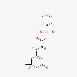 molecular formula C17H22N2O4S B2397001 N-((5,5-Dimethyl-3-oxocyclohex-1-enyl)amino)-2-((4-methylphenyl)sulfonyl)ethanamide CAS No. 1022406-91-2