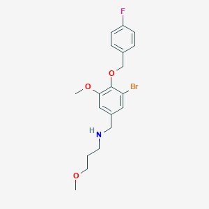 molecular formula C19H23BrFNO3 B239701 N-{3-bromo-4-[(4-fluorobenzyl)oxy]-5-methoxybenzyl}-3-methoxy-1-propanamine 