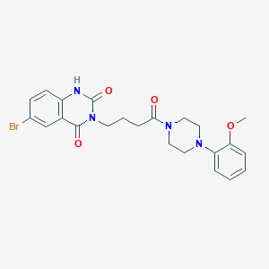 molecular formula C23H25BrN4O4 B2397010 6-bromo-3-(4-(4-(2-methoxyphenyl)piperazin-1-yl)-4-oxobutyl)quinazoline-2,4(1H,3H)-dione CAS No. 892286-79-2