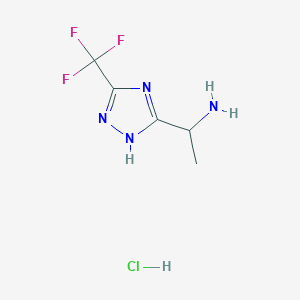 molecular formula C5H8ClF3N4 B2397015 1-(5-(三氟甲基)-4H-1,2,4-三唑-3-基)乙胺盐酸盐 CAS No. 2126162-84-1