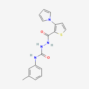 molecular formula C17H16N4O2S B2397019 N-(3-methylphenyl)-2-{[3-(1H-pyrrol-1-yl)-2-thienyl]carbonyl}-1-hydrazinecarboxamide CAS No. 478062-87-2