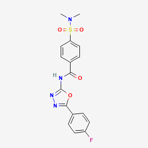 molecular formula C17H15FN4O4S B2397020 4-(二甲基氨磺酰基)-N-[5-(4-氟苯基)-1,3,4-恶二唑-2-基]苯甲酰胺 CAS No. 533869-40-8