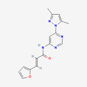 molecular formula C16H15N5O2 B2397037 (E)-N-(6-(3,5-dimethyl-1H-pyrazol-1-yl)pyrimidin-4-yl)-3-(furan-2-yl)acrylamide CAS No. 1428382-16-4