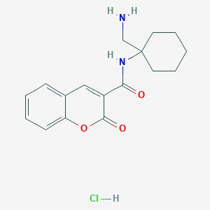molecular formula C17H21ClN2O3 B2397042 N-[1-(Aminomethyl)cyclohexyl]-2-oxochromene-3-carboxamide;hydrochloride CAS No. 2418718-45-1
