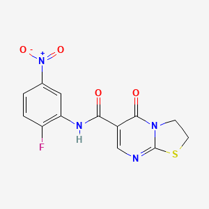 molecular formula C13H9FN4O4S B2397047 N-(2-fluoro-5-nitrophenyl)-5-oxo-3,5-dihydro-2H-thiazolo[3,2-a]pyrimidine-6-carboxamide CAS No. 497072-54-5