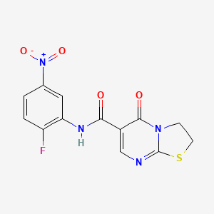 molecular formula C13H9FN4O4S B2397047 N-(2-fluoro-5-nitrofenil)-5-oxo-3,5-dihidro-2H-tiazolo[3,2-a]pirimidina-6-carboxamida CAS No. 497072-54-5