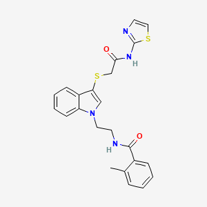 molecular formula C23H22N4O2S2 B2397058 2-methyl-N-(2-(3-((2-oxo-2-(thiazol-2-ylamino)ethyl)thio)-1H-indol-1-yl)ethyl)benzamide CAS No. 532970-39-1