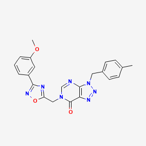 molecular formula C22H19N7O3 B2397064 6-((3-(3-methoxyphenyl)-1,2,4-oxadiazol-5-yl)methyl)-3-(4-methylbenzyl)-3H-[1,2,3]triazolo[4,5-d]pyrimidin-7(6H)-one CAS No. 1207006-27-6