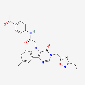 molecular formula C26H24N6O4 B2397087 N-[(5-methyl-2-furyl)methyl]-3-[(3-methyl-4-oxo-2,3,4,5-tetrahydro-1,5-benzothiazepin-7-yl)sulfonyl]propanamide CAS No. 1115921-10-2