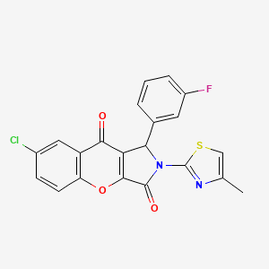 molecular formula C21H12ClFN2O3S B2397089 7-Chloro-1-(3-fluorophenyl)-2-(4-methylthiazol-2-yl)-1,2-dihydrochromeno[2,3-c]pyrrole-3,9-dione CAS No. 847176-61-8