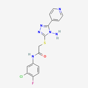 molecular formula C15H12ClFN6OS B2397095 2-[(4-amino-5-pyridin-4-yl-1,2,4-triazol-3-yl)sulfanyl]-N-(3-chloro-4-fluorophenyl)acetamide CAS No. 880801-55-8