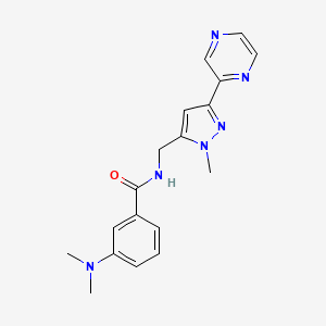 3-(dimethylamino)-N-((1-methyl-3-(pyrazin-2-yl)-1H-pyrazol-5-yl)methyl)benzamide