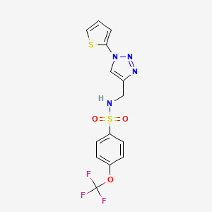 molecular formula C14H11F3N4O3S2 B2397098 N-((1-(噻吩-2-基)-1H-1,2,3-三唑-4-基)甲基)-4-(三氟甲氧基)苯磺酰胺 CAS No. 2176338-54-6
