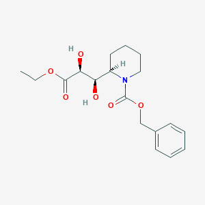 molecular formula C18H25NO6 B023971 N-苄氧羰基-3-[(2R)-哌啶基)]-(2R,3S)-二氢羟基丙酸乙酯 CAS No. 160169-48-2