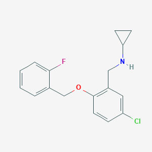 molecular formula C17H17ClFNO B239710 N-{5-chloro-2-[(2-fluorobenzyl)oxy]benzyl}-N-cyclopropylamine 