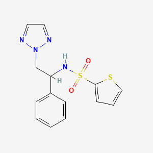 molecular formula C14H14N4O2S2 B2397100 N-(1-phenyl-2-(2H-1,2,3-triazol-2-yl)ethyl)thiophene-2-sulfonamide CAS No. 2034549-18-1