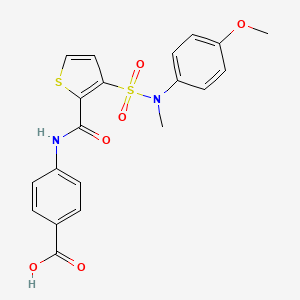 molecular formula C20H18N2O6S2 B2397105 4-{[(3-{[(4-Methoxyphenyl)(methyl)amino]sulfonyl}-2-thienyl)carbonyl]amino}benzoic acid CAS No. 1989757-09-6