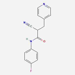 molecular formula C15H12FN3O B2397107 2-cyano-N-(4-fluorophenyl)-3-pyridin-4-ylpropanamide CAS No. 483359-45-1