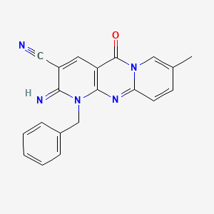 molecular formula C20H15N5O B2397108 1-benzyl-2-imino-8-methyl-5-oxo-1,5-dihydro-2H-dipyrido[1,2-a:2',3'-d]pyrimidine-3-carbonitrile CAS No. 302936-84-1