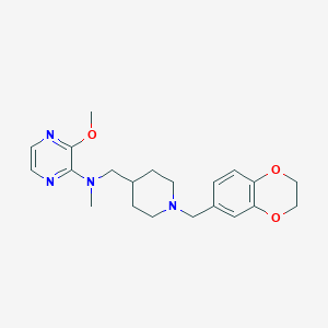 molecular formula C21H28N4O3 B2397111 N-[[1-(2,3-Dihydro-1,4-benzodioxin-6-ylmethyl)piperidin-4-yl]methyl]-3-methoxy-N-methylpyrazin-2-amine CAS No. 2380142-50-5