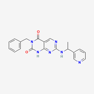 molecular formula C20H18N6O2 B2397121 3-苄基-7-[(1-吡啶-3-基乙基)氨基]嘧啶并[4,5-d]嘧啶-2,4(1H,3H)-二酮 CAS No. 1396809-64-5