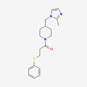 molecular formula C19H25N3OS B2397123 1-(4-((2-methyl-1H-imidazol-1-yl)methyl)piperidin-1-yl)-3-(phenylthio)propan-1-one CAS No. 1334369-59-3