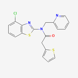 molecular formula C19H14ClN3OS2 B2397125 N-(4-chlorobenzo[d]thiazol-2-yl)-N-(pyridin-2-ylmethyl)-2-(thiophen-2-yl)acetamide CAS No. 921562-28-9