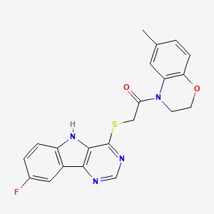 2-((8-fluoro-5H-pyrimido[5,4-b]indol-4-yl)thio)-1-(6-methyl-2H-benzo[b][1,4]oxazin-4(3H)-yl)ethanone