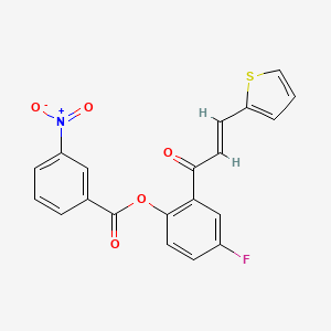 (E)-4-fluoro-2-(3-(thiophen-2-yl)acryloyl)phenyl 3-nitrobenzoate