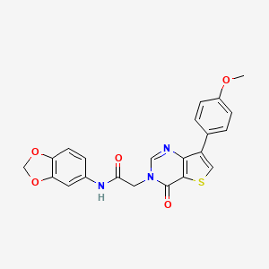 molecular formula C22H17N3O5S B2397139 N-1,3-benzodioxol-5-yl-2-[7-(4-methoxyphenyl)-4-oxothieno[3,2-d]pyrimidin-3(4H)-yl]acetamide CAS No. 1207049-92-0