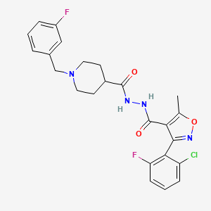 molecular formula C24H23ClF2N4O3 B2397145 3-(2-chloro-6-fluorophenyl)-N'-{[1-(3-fluorobenzyl)-4-piperidinyl]carbonyl}-5-methyl-4-isoxazolecarbohydrazide CAS No. 478078-99-8