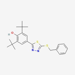 molecular formula C23H28N2OS2 B2397146 4-[5-(Benzylsulfanyl)-1,3,4-thiadiazol-2-yl]-2,6-di(tert-butyl)benzenol CAS No. 221641-79-8