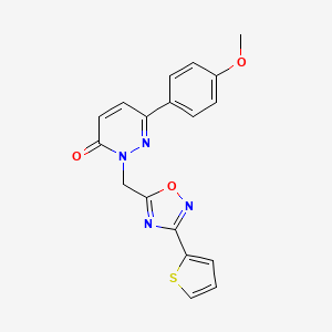 molecular formula C18H14N4O3S B2397153 6-(4-methoxyphenyl)-2-((3-(thiophen-2-yl)-1,2,4-oxadiazol-5-yl)methyl)pyridazin-3(2H)-one CAS No. 1105247-80-0