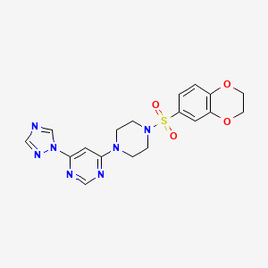 4-(4-((2,3-dihydrobenzo[b][1,4]dioxin-6-yl)sulfonyl)piperazin-1-yl)-6-(1H-1,2,4-triazol-1-yl)pyrimidine