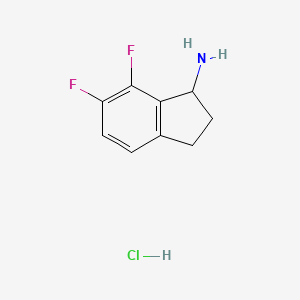 molecular formula C9H10ClF2N B2397178 盐酸6,7-二氟-2,3-二氢-1H-茚-1-胺 CAS No. 1909328-05-7