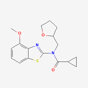 molecular formula C17H20N2O3S B2397181 N-(4-甲氧基苯并[d]噻唑-2-基)-N-((四氢呋喃-2-基)甲基)环丙烷甲酰胺 CAS No. 920367-50-6