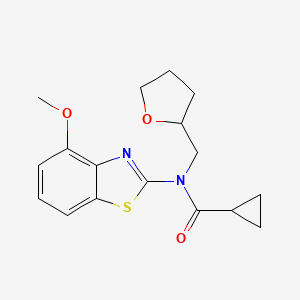 molecular formula C17H20N2O3S B2397181 N-(4-methoxybenzo[d]thiazol-2-yl)-N-((tetrahydrofuran-2-yl)methyl)cyclopropanecarboxamide CAS No. 920367-50-6