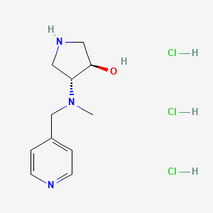 molecular formula C11H20Cl3N3O B2397186 (3R,4R)-4-{methyl[(pyridin-4-yl)methyl]amino}pyrrolidin-3-ol trihydrochloride CAS No. 2044705-58-8