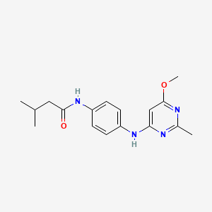 molecular formula C17H22N4O2 B2397187 N-(4-((6-methoxy-2-methylpyrimidin-4-yl)amino)phenyl)-3-methylbutanamide CAS No. 946354-99-0