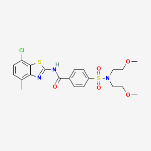 molecular formula C21H24ClN3O5S2 B2397188 4-[bis(2-methoxyethyl)sulfamoyl]-N-(7-chloro-4-methyl-1,3-benzothiazol-2-yl)benzamide CAS No. 862807-50-9