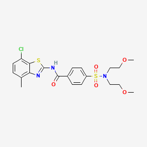 molecular formula C21H24ClN3O5S2 B2397188 4-[双(2-甲氧基乙基)磺酰胺基]-N-(7-氯-4-甲基-1,3-苯并噻唑-2-基)苯甲酰胺 CAS No. 862807-50-9