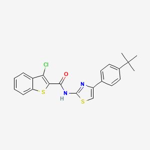 molecular formula C22H19ClN2OS2 B2397194 N-[4-(4-叔丁基苯基)-1,3-噻唑-2-基]-3-氯-1-苯并噻吩-2-甲酰胺 CAS No. 330202-01-2