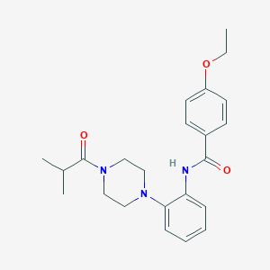 molecular formula C23H29N3O3 B239720 4-ethoxy-N-[2-(4-isobutyryl-1-piperazinyl)phenyl]benzamide 