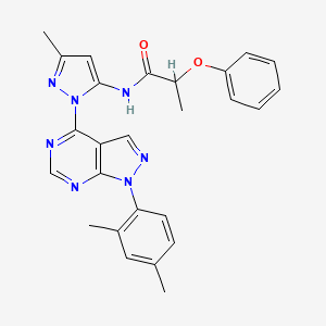 molecular formula C26H25N7O2 B2397206 N-(1-(1-(2,4-dimethylphenyl)-1H-pyrazolo[3,4-d]pyrimidin-4-yl)-3-methyl-1H-pyrazol-5-yl)-2-phenoxypropanamide CAS No. 1005976-77-1